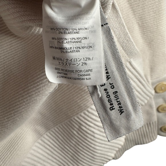 J.Crew Women's S Cream‎ Cotton Blend Sweater Button Sleeve Minimalist Coastal - Picture 4 of 7